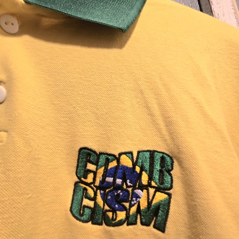 VINTAGE Rio 2011 CISM World Military Games Polo - Brazil Colors - Size G - Picture 3 of 5